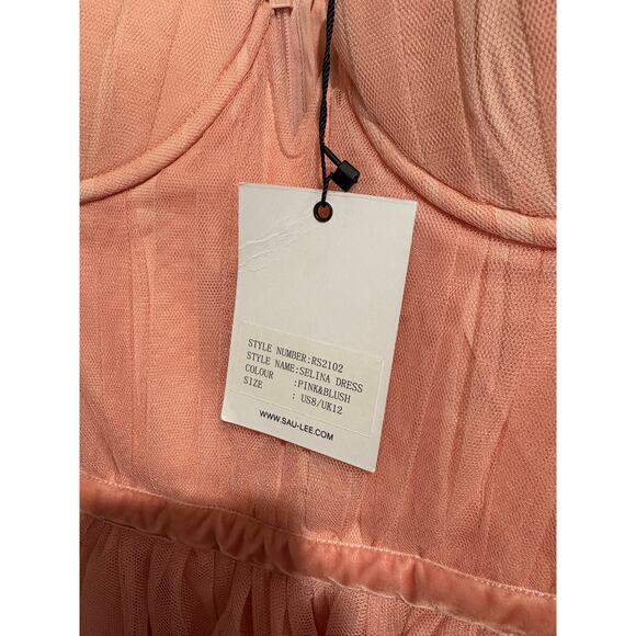 NWT Sau Lee Selina Tulle Bustier Fit & Flare Midi Dress Pink & Blush Womens US 8 - Picture 5 of 7